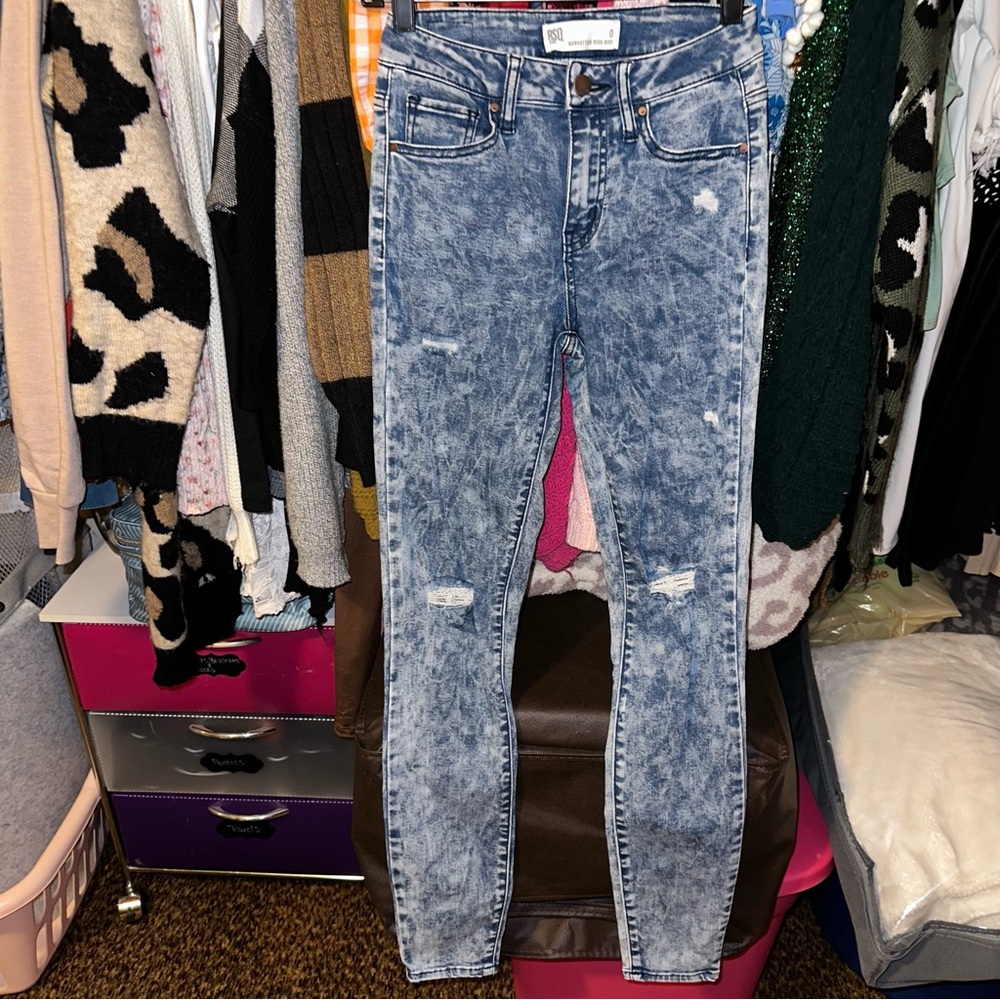RSQ Manhattan High Rise Ripped Skinny Jeans-Acid Wash
